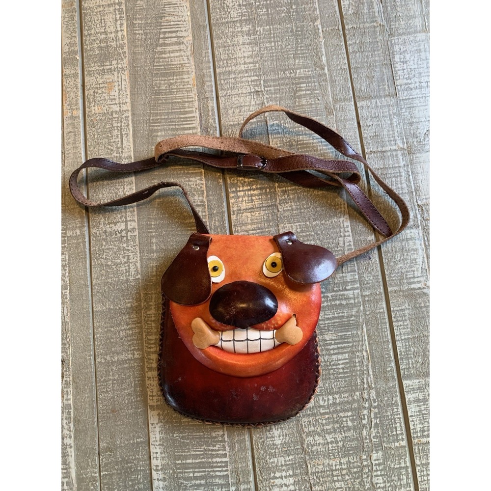 BROWN Dog And Bone Handmade Bag Genuine Leather Zipper Closure Crossbody Adjust